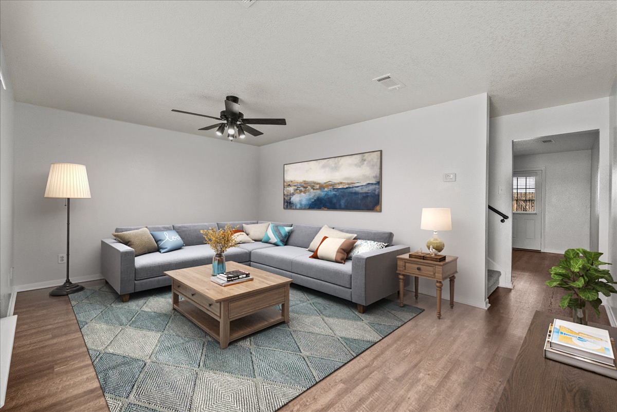 A 3D image of the Townhouses floorplan, a 1069 squarefoot, 0 bed / 0 bath unit