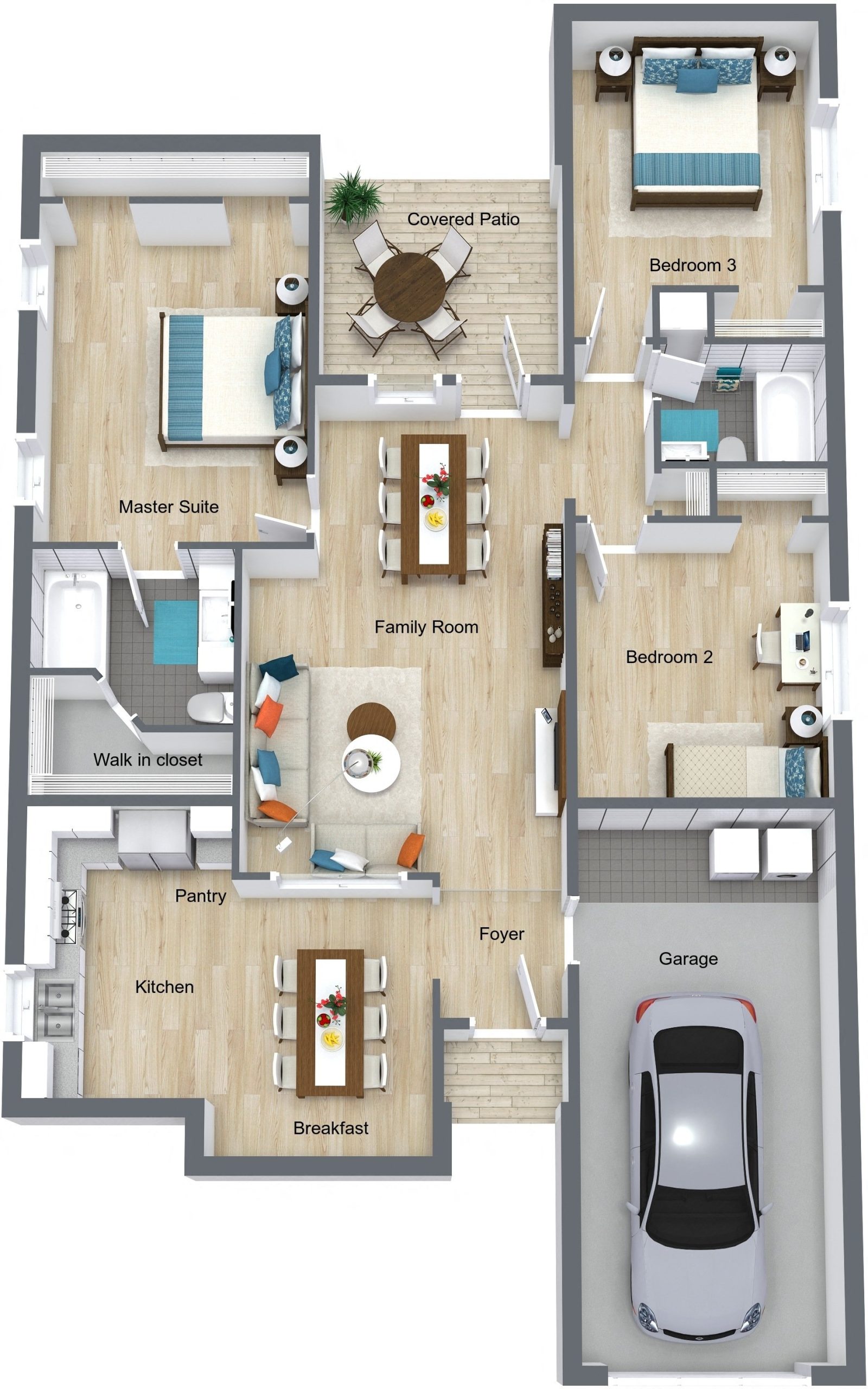 A 3D image of the Single Family Homes floorplan, a 3391 squarefoot, 0 bed / 0 bath unit